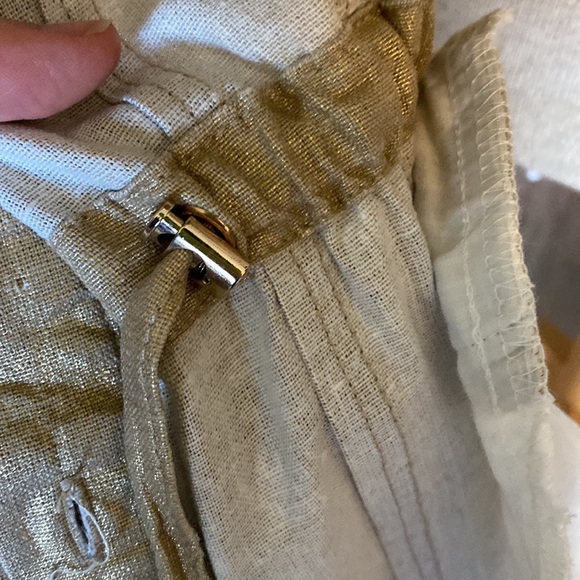 Boston proper brushed gold metallic linen blend shacket size M studded pockets - Picture 9 of 12